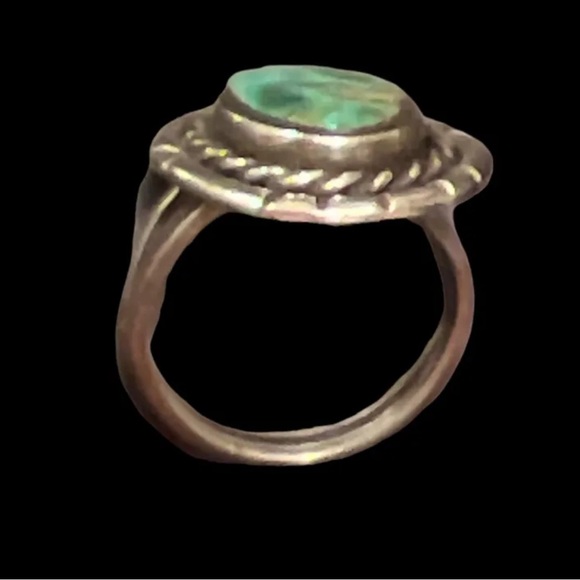 Vintage Navajo  Sterling Silver 925 ~Turquoise ~Rope Twist Ring   Sz 9 6.0 G - Picture 2 of 6
